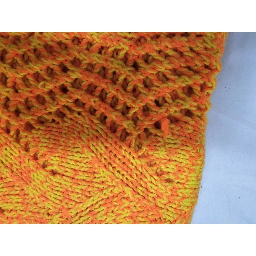 Vintage Large Colorful Crocheted Afghan Blanket Throw 65x29 Handwoven Grannycore